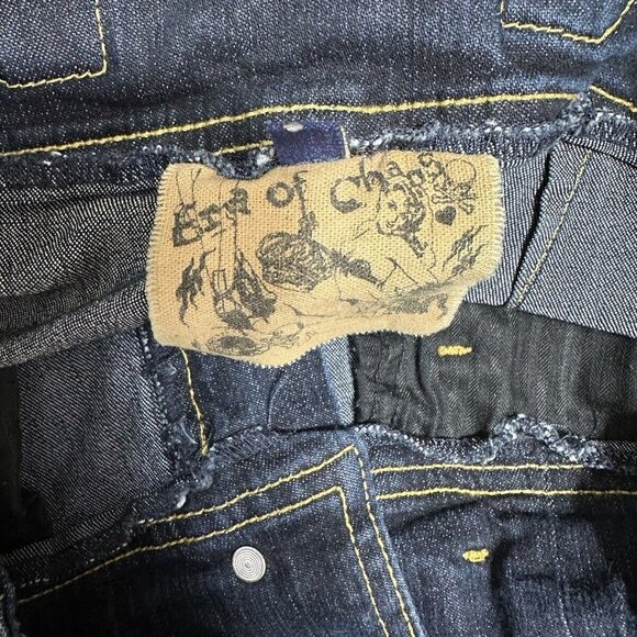 Era of Chaos Dark Wash‎ Denim Straight Leg Skinny Stretch Button Fly Overalls 28 - Picture 6 of 12